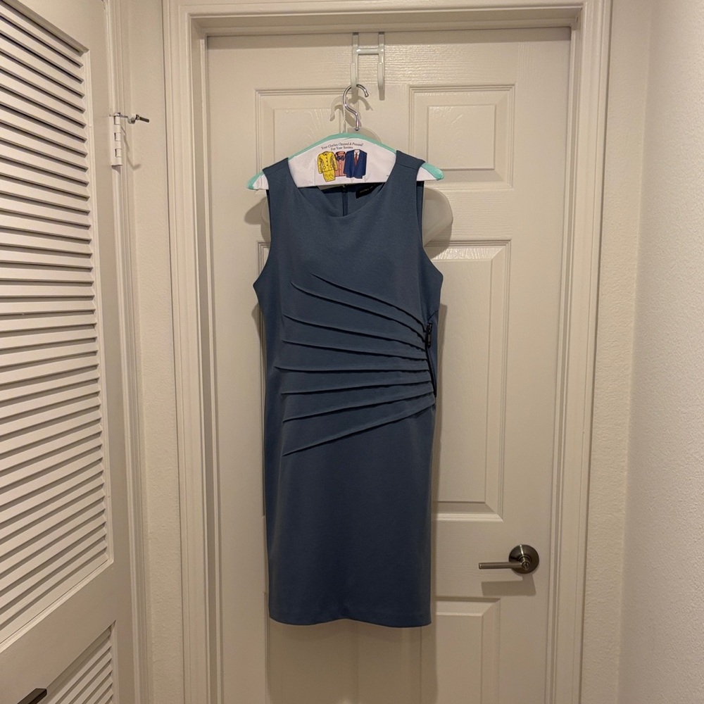 Ivanka Trump Blue Midi Dress with Pleated Detail